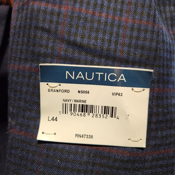 Nautica Modern Fit Plaid Sportcoat L 44, Blue/Red - Picture 7 of 11